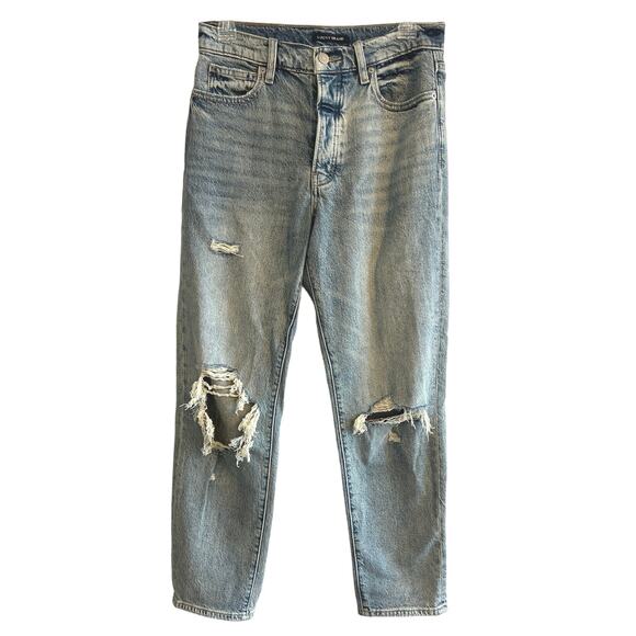 Lucky Brand High Rise Ripped Drew Mom Jean Atmosphere Dest Blue Washed Sz 4/27 - Picture 5 of 7